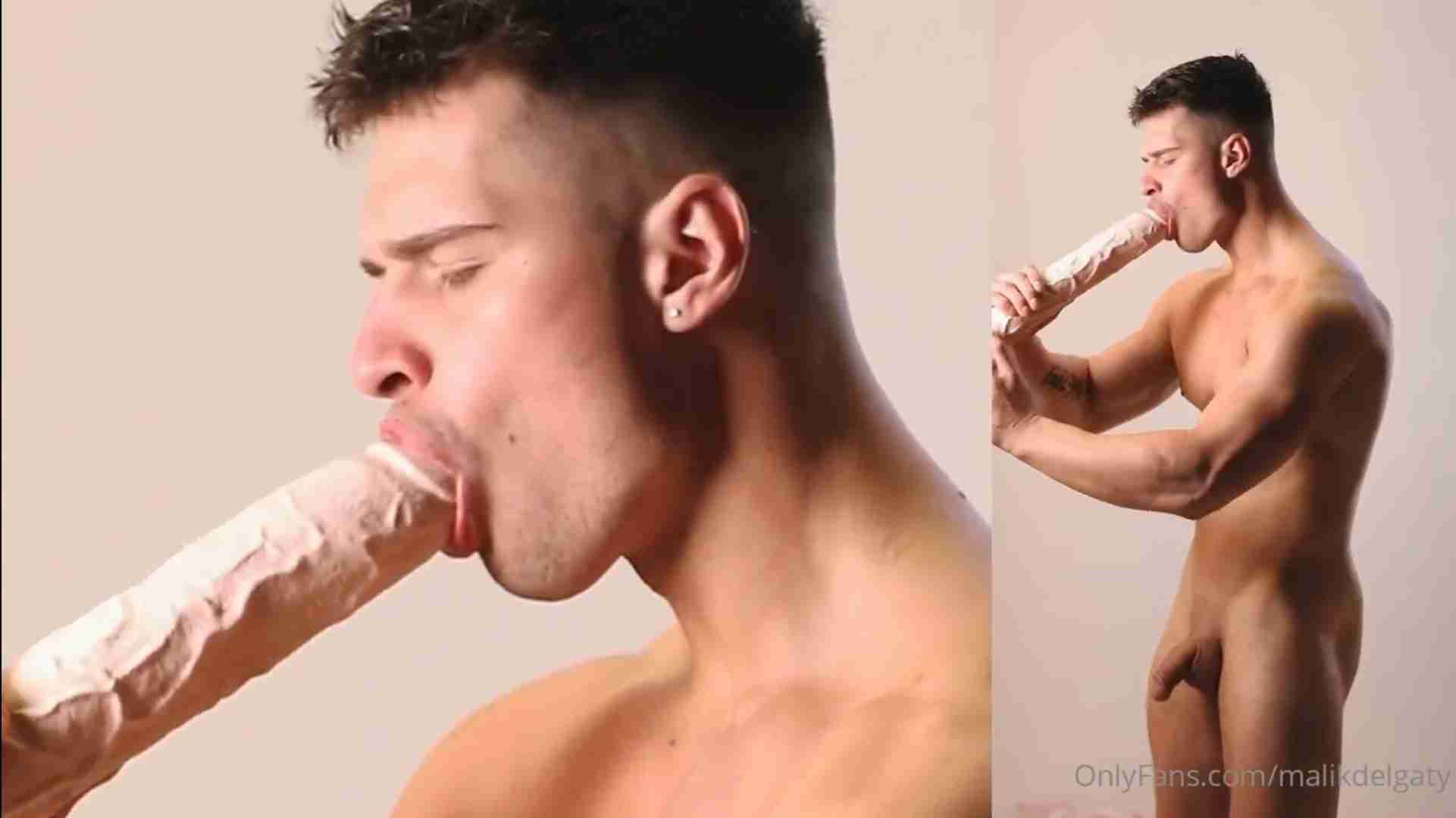Malik Delgaty Sucks a Big White Dildo