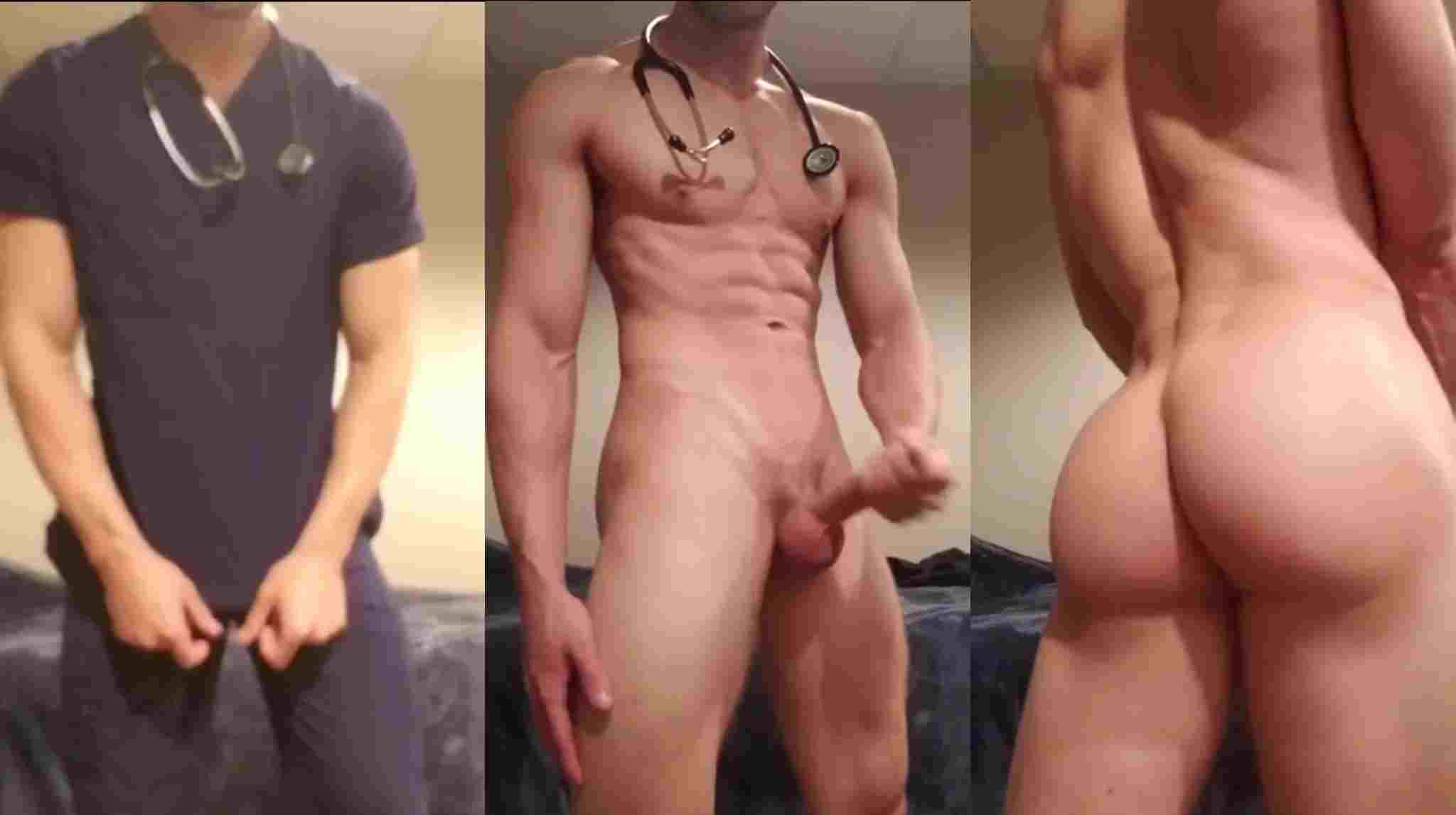 Hot Ripped Bubble Butt Nurse Jerks Off