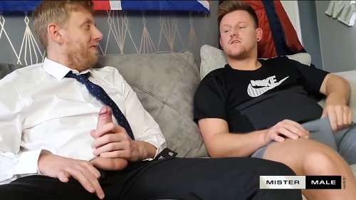 MisterMale – Triga – Bearded Daddy and young Bear fuck in front of straight porn